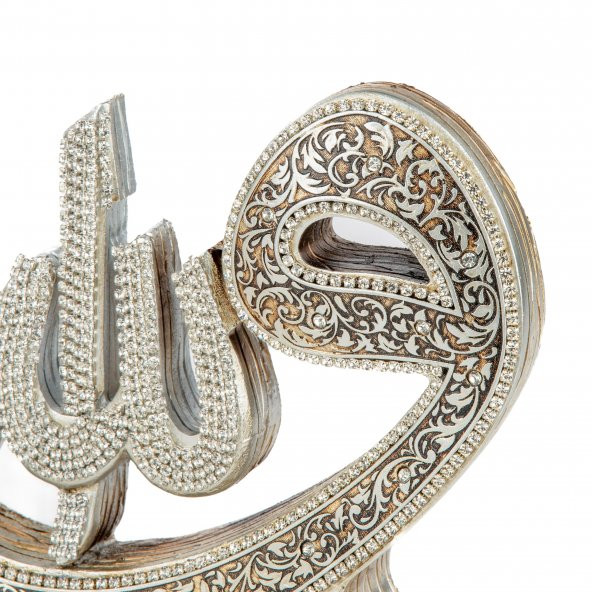 Allah Muhammed lafız Büyük Vav Biblo Ev Dekorasyon Aksesuarı Gümüş - 2