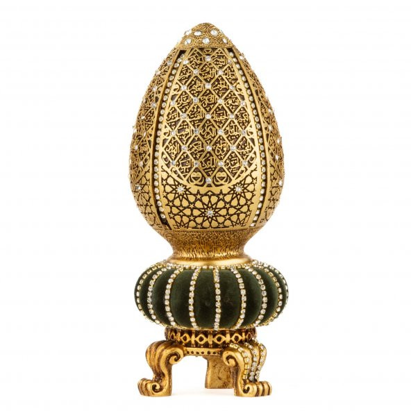 Esma ül hüsna Ayaklı Dua Kozalak Biblo Ev Dekorasyon Aksesuarı Altın