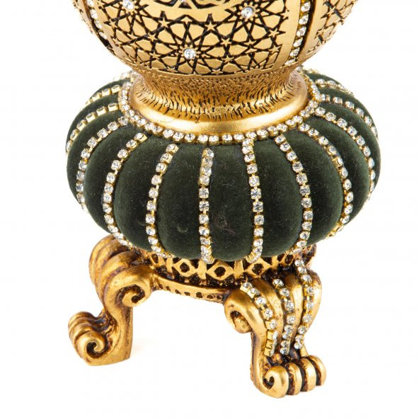 Esma ül hüsna Ayaklı Dua Kozalak Biblo Ev Dekorasyon Aksesuarı Altın - 2