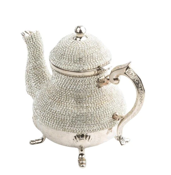 Dekor Amaçlı Swarovski Taşlı Demlik Sefa Gümüş - 3