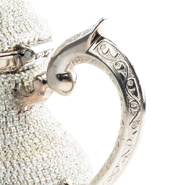 Dekor Amaçlı Swarovski Taşlı Demlik Sefa Gümüş - 2