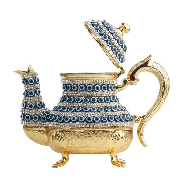 Dekor Amaçlı Nazar ve Swarovski Taşlı Demlik Sefa Altın