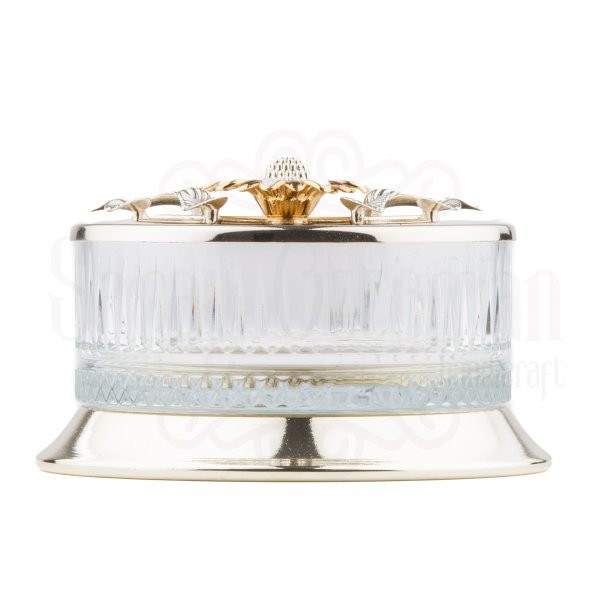 Çerezlik Şekerlik Drajelik Reçellik Cam Kase Hediyelik Beyaz Papatya Büyük Elysia Kase Gümüş - 2