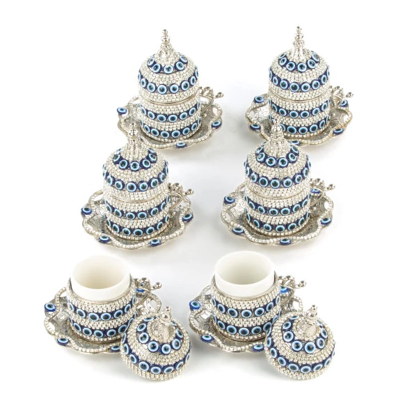 Fincan Kahve Fincanı Kahve Fincanı Seti Hediyelik Dekoratif Nazar Lale 6lı Kahve Fincanı Beyaz