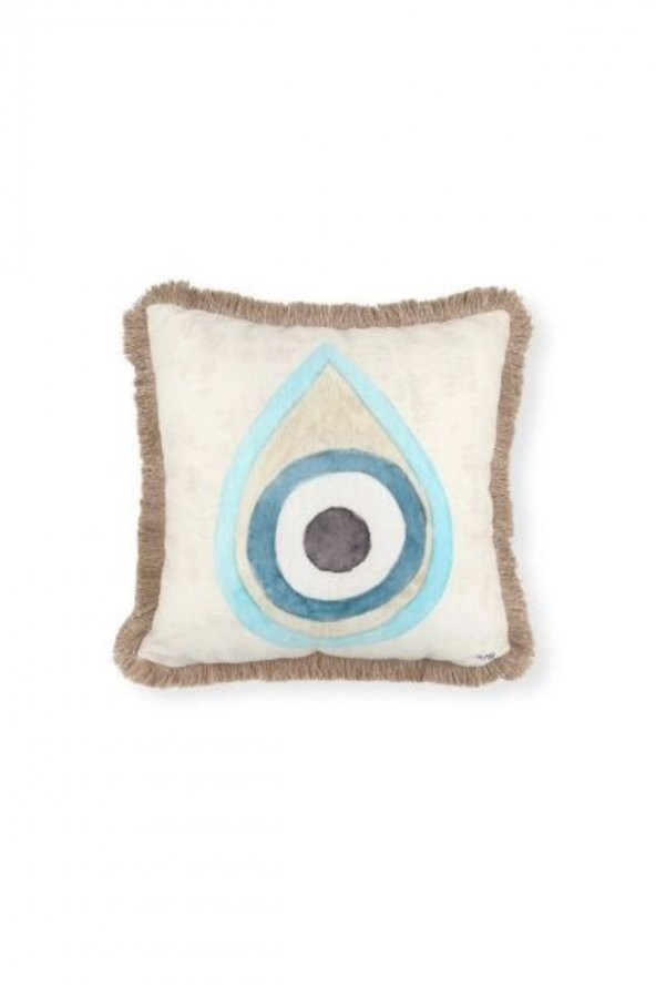 Amulet Kırlent Nazar Bej Kahverengi 45 x 45 Cm