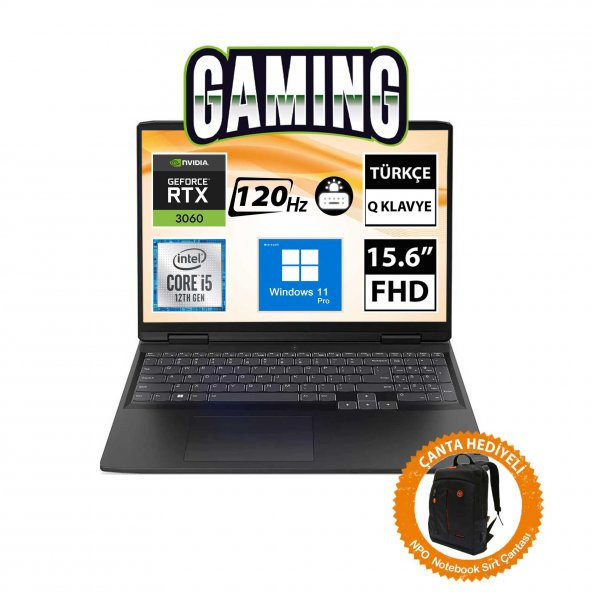 Lenovo IdeaPad Gaming 3 82S9016PTX12 i5-12450H 8GB 512SSD RTX3060 15.6 FullHD W11P Taşınabilir Bilgisayar-CNT013