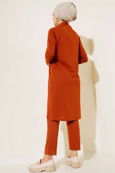 Klasik Yaka Metal Düğmeli İkili Takım Taba - 3