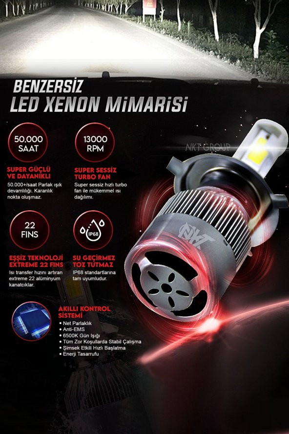 Nkt H7 Led Şimşek Etkili Beyaz Headlight - 3