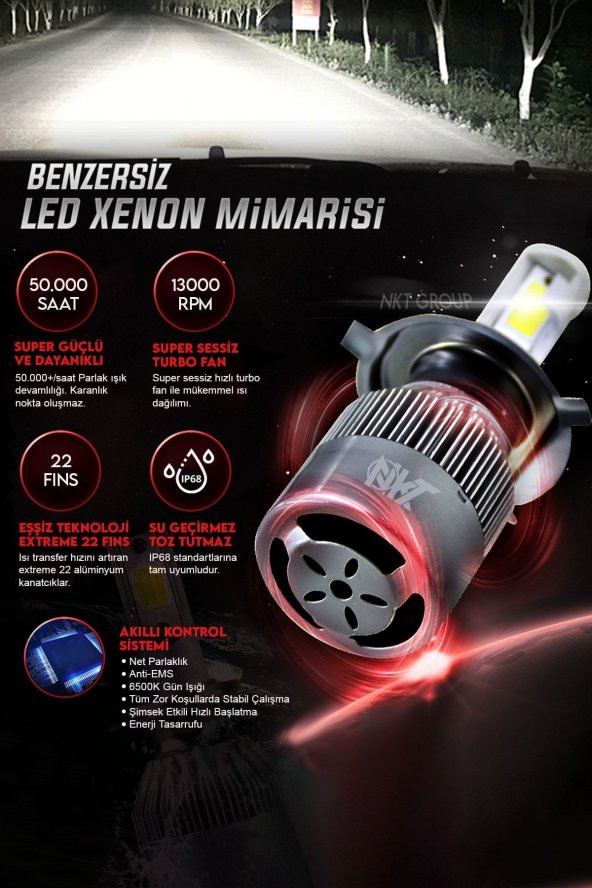 Vw Golf 6 H7 Kısa Far Nkt Led Şimşek Etkili Beyaz - Resim 3