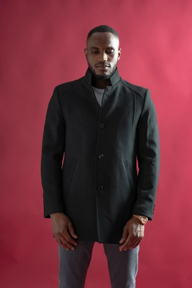 Slimfit Hakim Yaka Düğmeli Yan Cepli Astarlı Tek Yırtmaçlı Kaşmir Erkek Kaban - 9