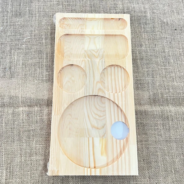 2 Adet Otel Servis Karşılama Sunum İkram Tepsisi Doğal Masif Ahşap 5 Bölmeli Kettle Ketil Altlığı 41x20 cm - 2