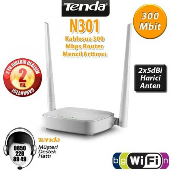 Tenda N301 4port 300Mbps Wifi-N Kablosuz Access Point RouterAP - 3