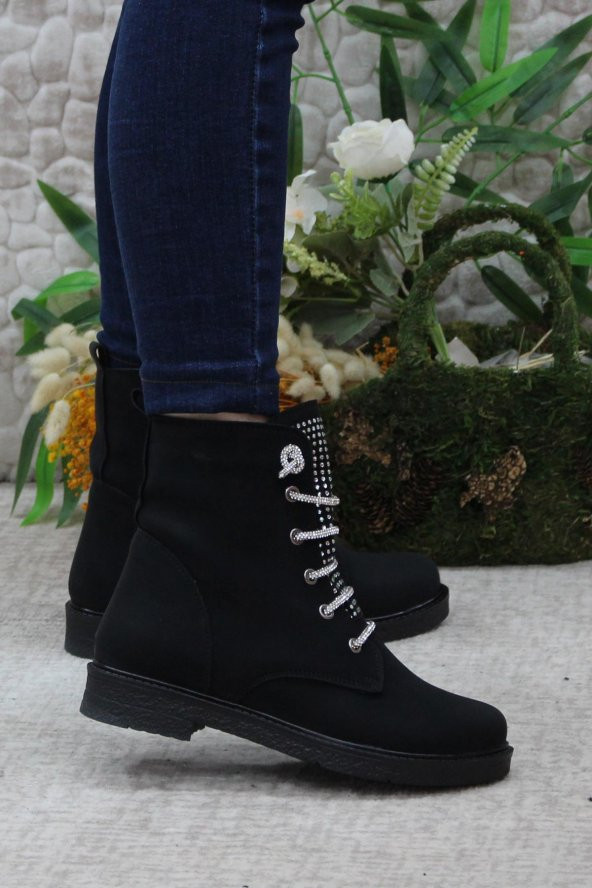 Mehmet Mete 35375 Taş Bağcıklı Sıcak Astar Kaymaz Taban Kadın Bot - Resim 4