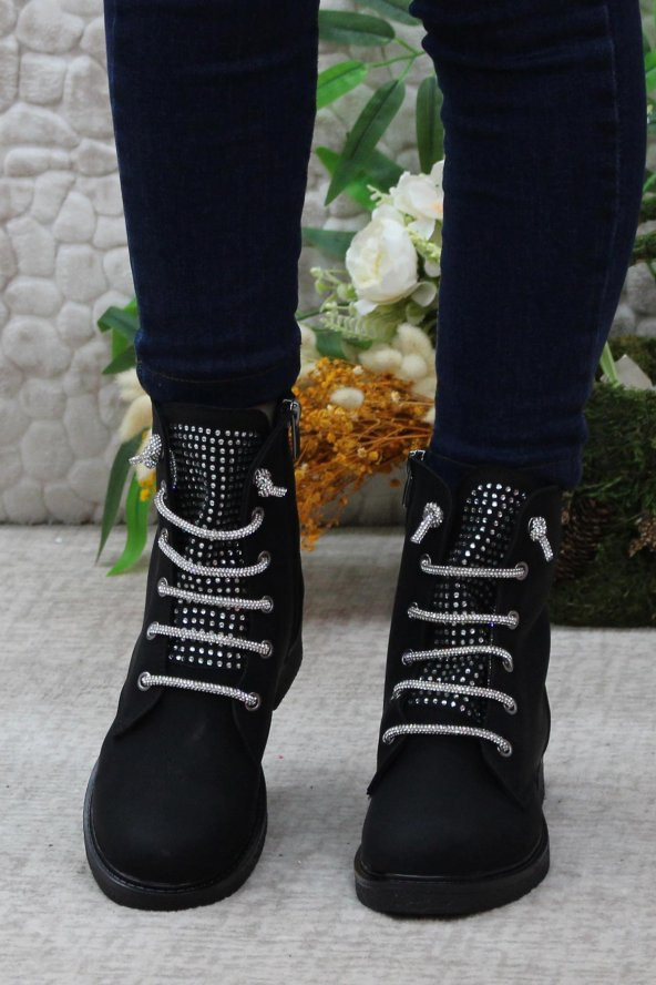 Mehmet Mete 35375 Taş Bağcıklı Sıcak Astar Kaymaz Taban Kadın Bot - Resim 6