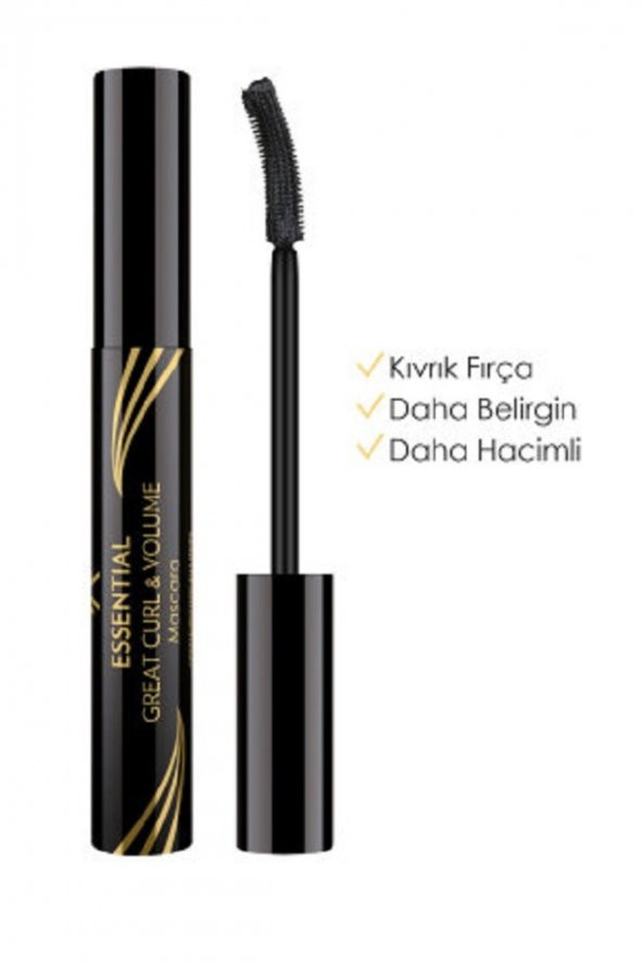 Kıvrım & Hacim Etkili Siyah Maskara - Essential Great Curl & Volume Mascara 8691190070618 - 2