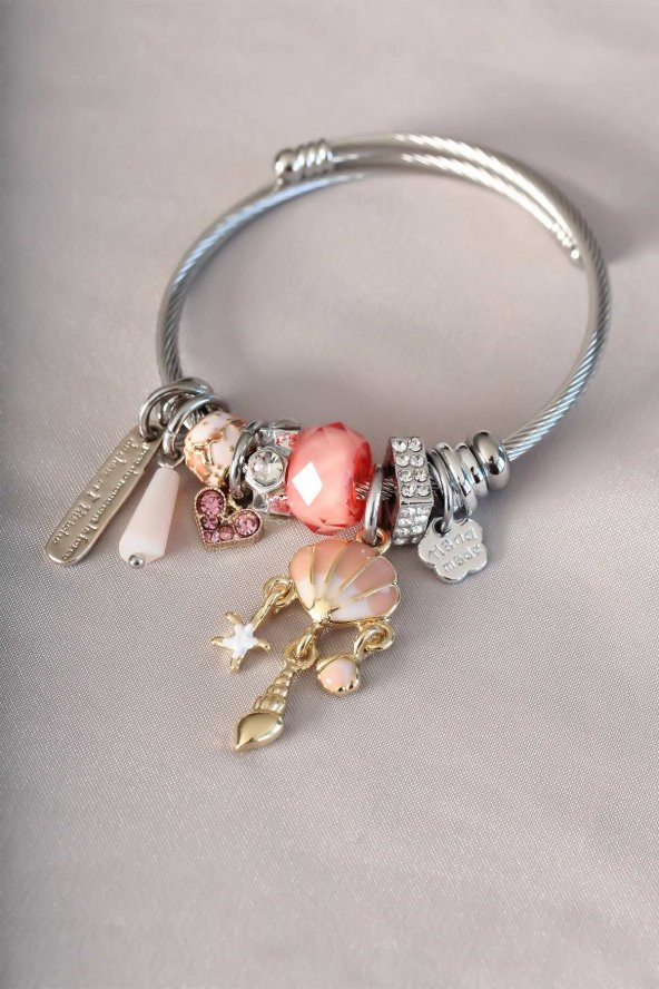İstiridye Kabuk Figürlü Charm Bileklik - BJ-BB4340