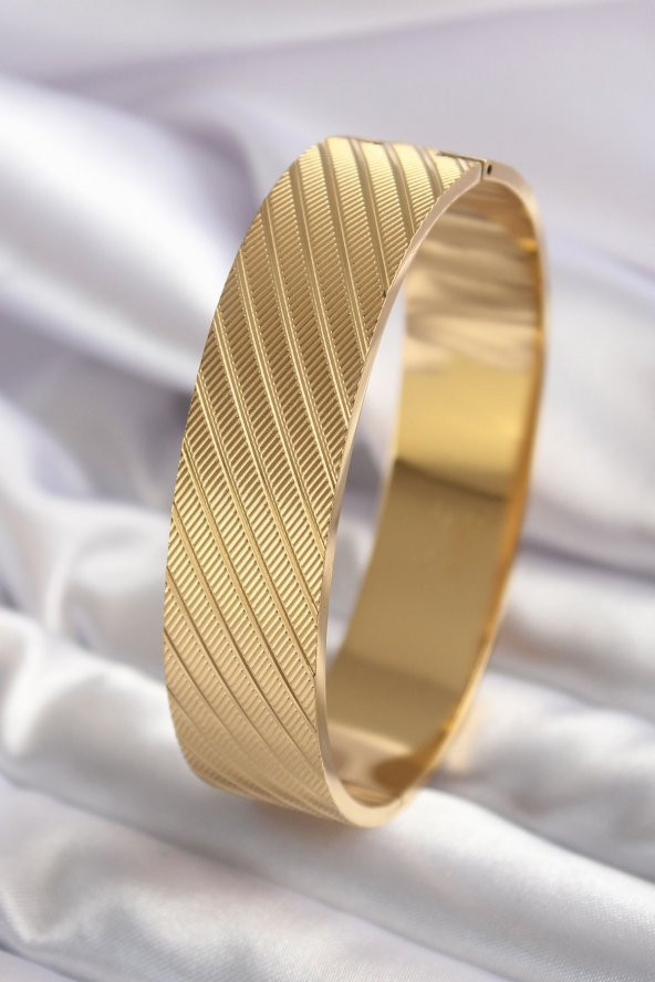 316L Çelik Gold Renk İşleme Detay Kadın Kelepçe - BJ-BB5579