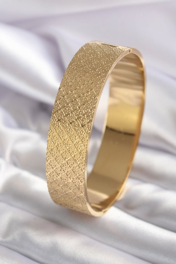 316L Çelik Gold Renk Motif İşlemeli Kadın Kelepçe - BJ-BB5581