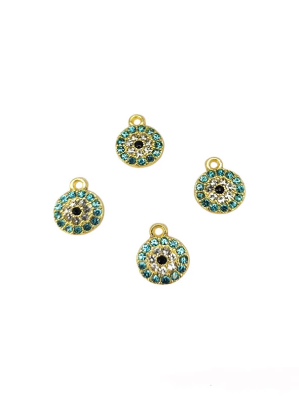 Taşlı Nazar Boncuğu Kolye Ucu Mavi