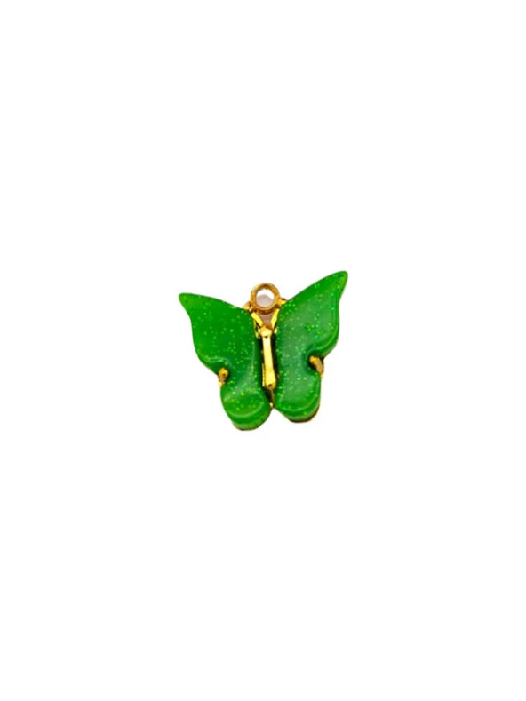 Kelebek Kolye Ucu Simli Yeşil