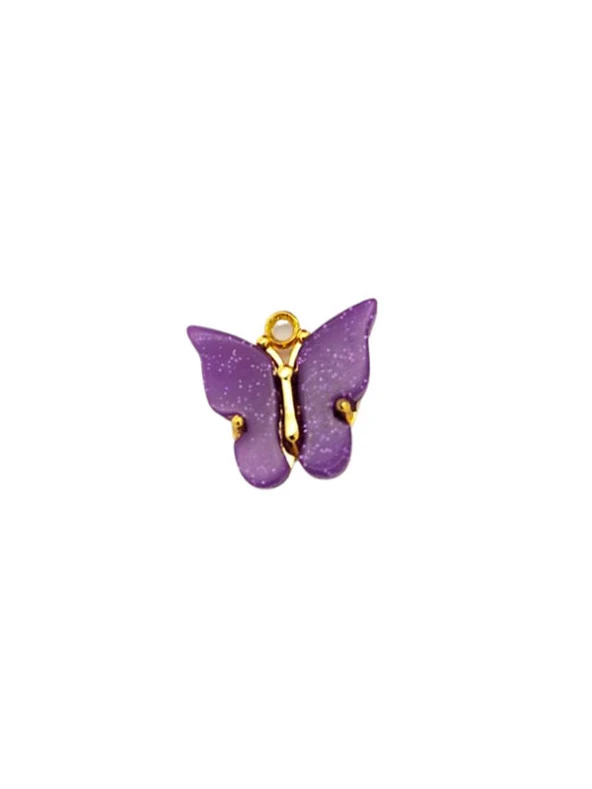 Kelebek Kolye Ucu Simli Mor ürün görseli