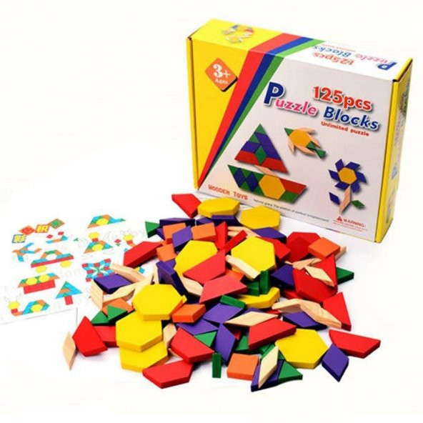 Ahşap 125 Parça Blok Eğitici Tangram Puzzle