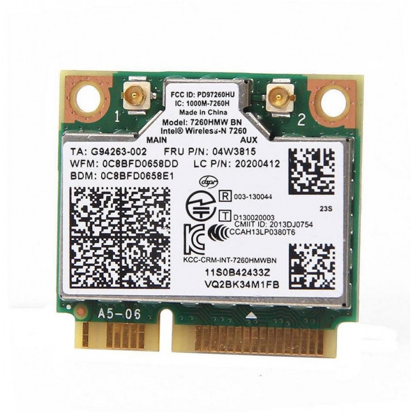 Intel Dual Band Ac 5Ghz 7260Hmw Wifi Bluetooth 4 0 PCIe Half