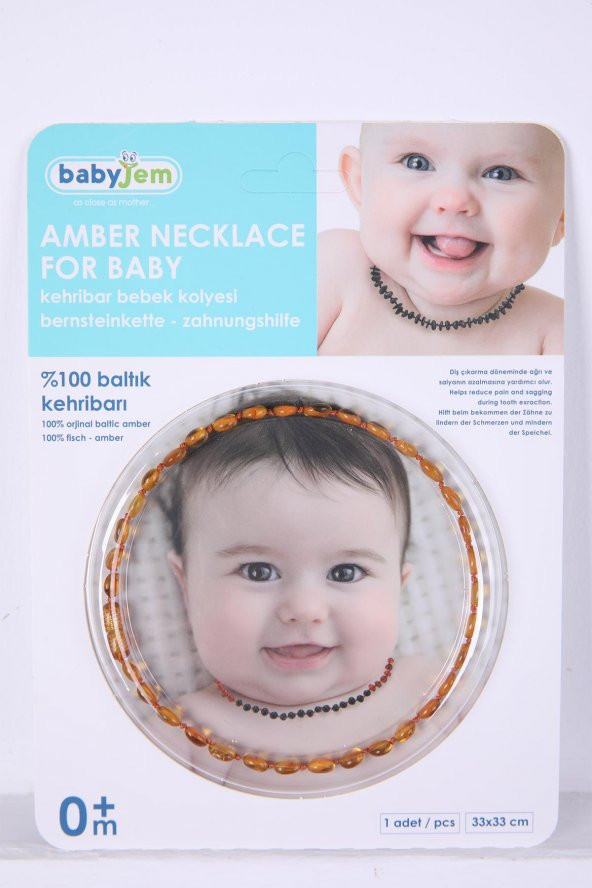 Babyjem 100 Keltik Kehribarı Amber Bebek Kolyesi 587 Koyu Bal