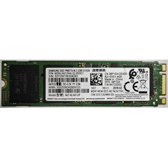 MZ-NLN512F Samsung PM871b Series 512GB TLC SATA 6Gbps M.2 2280 Internal Solid State Drive (SSD)