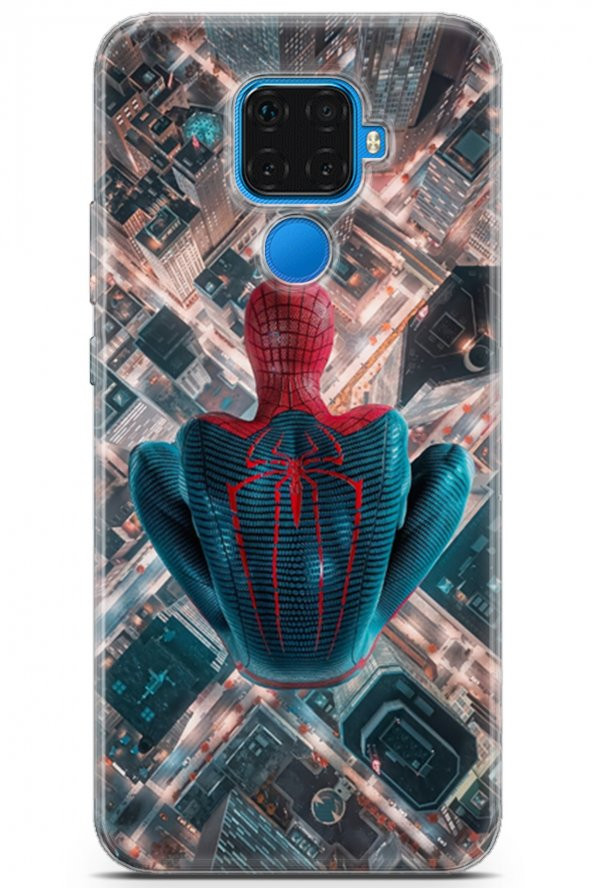 Huawei Mate 30 Lite Uyumlu Kılıf Supers 07 Spider Man Newyork Desenli Kılıf Kırmızı