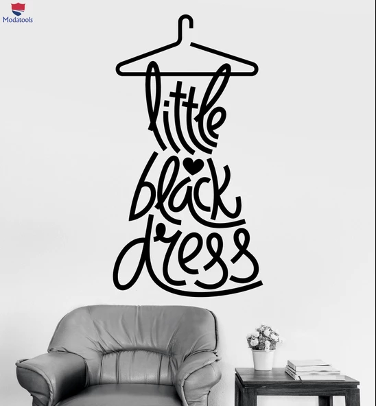 Oturma Odası, Ofis, Dükkan Duvar Sticker Küçük Siyah Elbise Moda Alıntı Kadın Çıkartmaları Benzersiz Hediyelik
