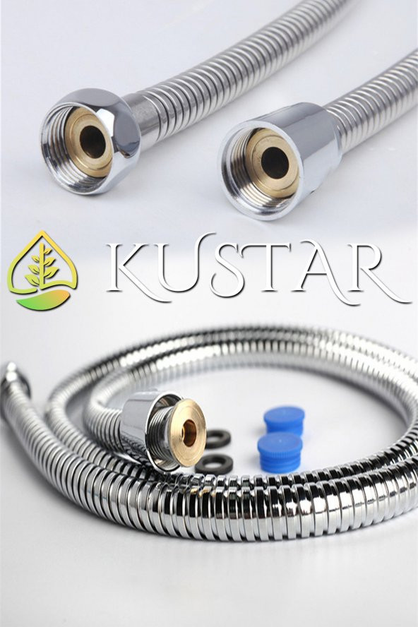 Kustar Çelik Örgülü Pirinç Somunlu Patlamaz Paslanmaz Yıpranmaz 150 Cm Banyo Duş Hortumu - 2