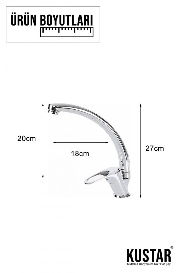 Kustar Krom Mix 3Lü Banyo Batarya Seti Duş Mutfak Lavabo Bataryası - 4