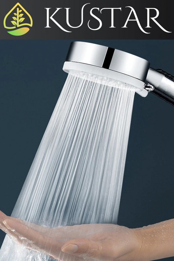 Kustar 5 Fonksiyonlu Royal Spray Fonksiyonlu Krom Duş Başlığı Yumuşak Soft Akış Fonksiyonlu Tasarruflu - 3