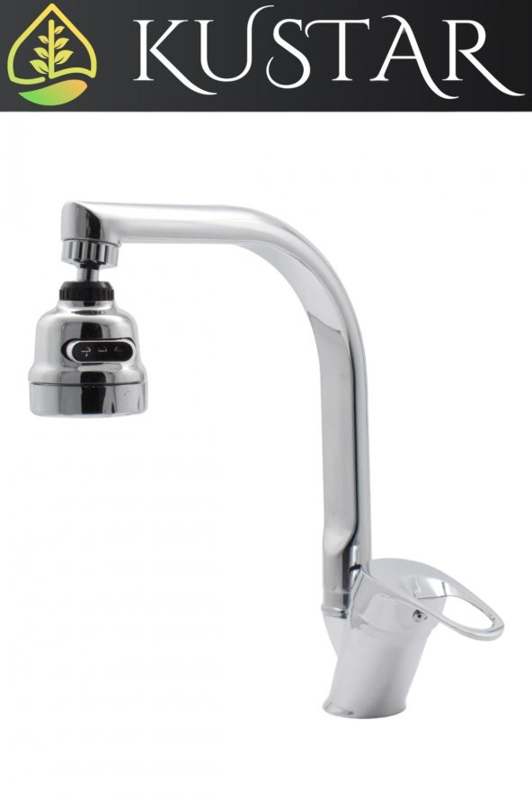 Kustar 3 Fonksiyonlu 180 Döner Başlıklı Aç Kapa Mix Krom Tyal Mutfak Eviye Bataryası - 2