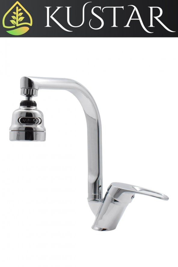 Kustar 3 Fonksiyonlu 180 Döner Başlıklı Aç Kapa Mix Krom Tyal Mutfak Eviye Bataryası
