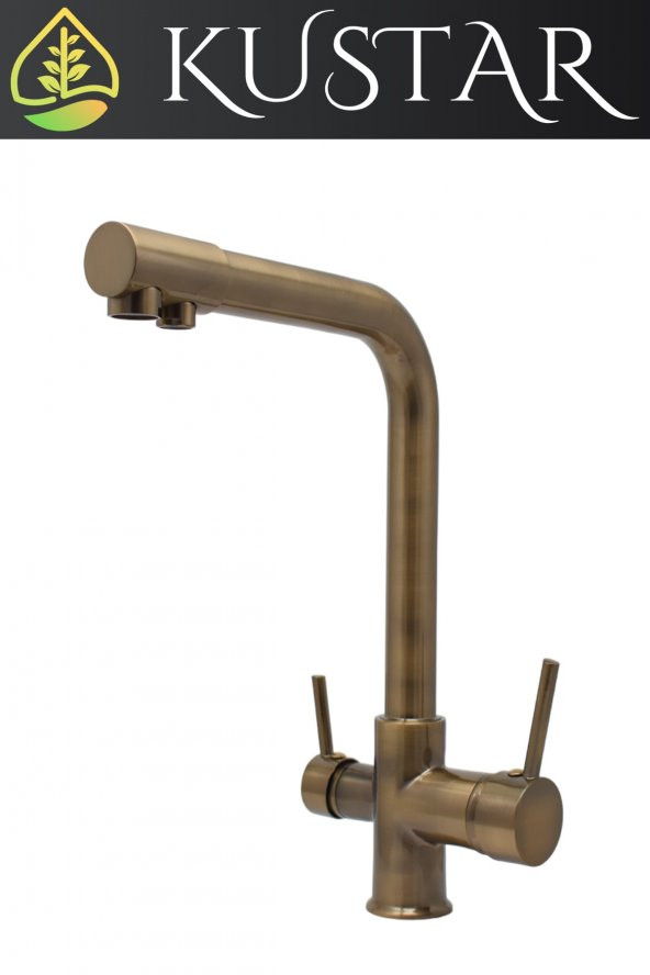 Kustar Antik Eskitme 3 Yollu Arıtma Çıkışlı Aç Kapa Sıcak Soğuk İçme Suyu Çıkışlı Mutfak Eviye Bataryası ürün görseli