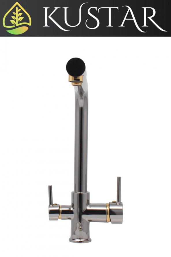 Kustar 3 Yollu Mutfak Eviye Bataryası Füme Gold Arıtma Çıkışlı Batarya - 3