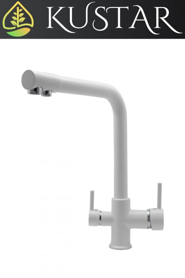 Kustar Beyaz 3 Yollu Arıtmalı Mutfak Evye Bataryası
