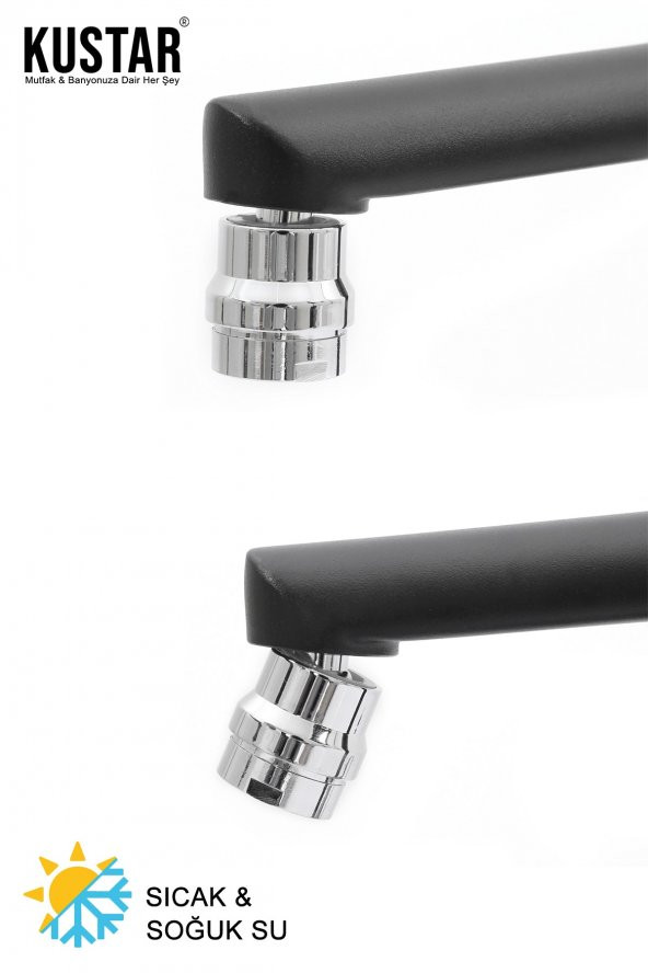 Kustar Siyah Oynar Perlatörlü Oslo Mix Mutfak Eviye Bataryası L Borulu Garantili - 2