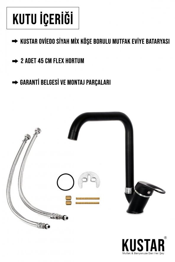Kustar Oviedo Siyah Mutfak Evye Bataryası - 3