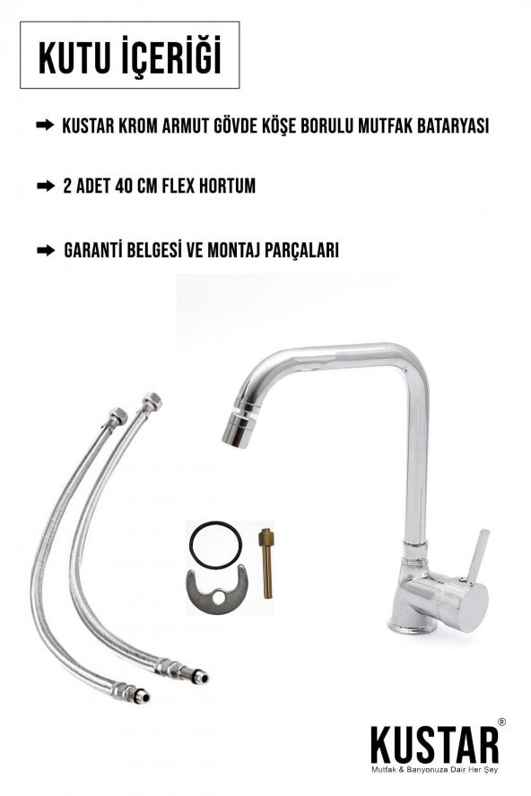 Kustar Lexus Aç Kapa Mutfak Eviye Bataryası Krom - 4