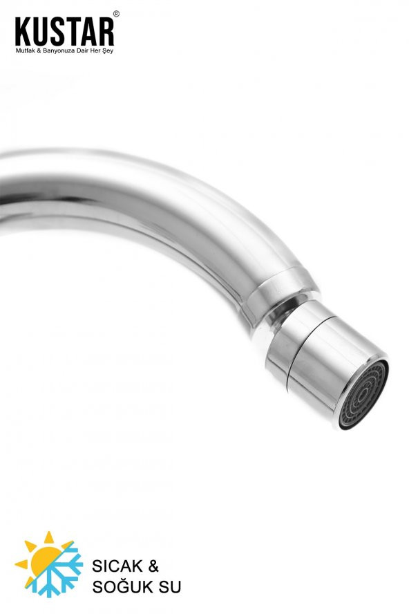 Kustar Krom Mix Kuğu Borulu Mutfak Eviye Bataryası Oynar Perlatörlü - 2