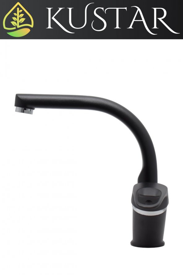 Kustar Tyal Siyah Kısa Mix Aç Kapa Banyo Lavabo Bataryası - 2