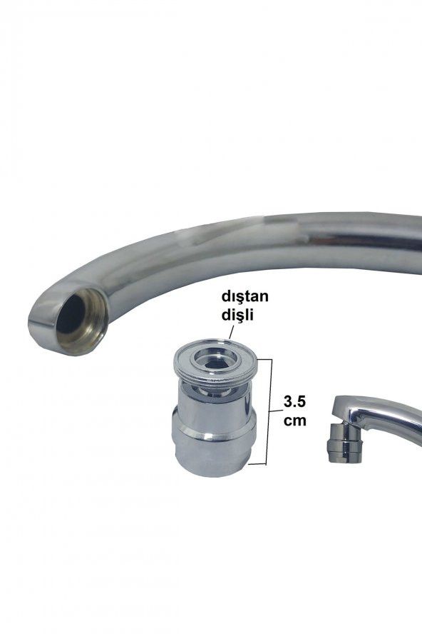 Kustar Dış Dişli Su Tasarruflu 360 Derece Oynar Musluk Başlığı Prinç Paslanmazdır - 2