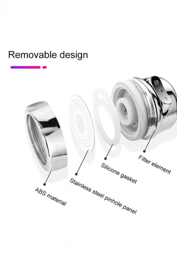 Kustar Tasarruflu Oynar Başlık Krom 3 Fonksiyonlu Musluk Başlığı - 4