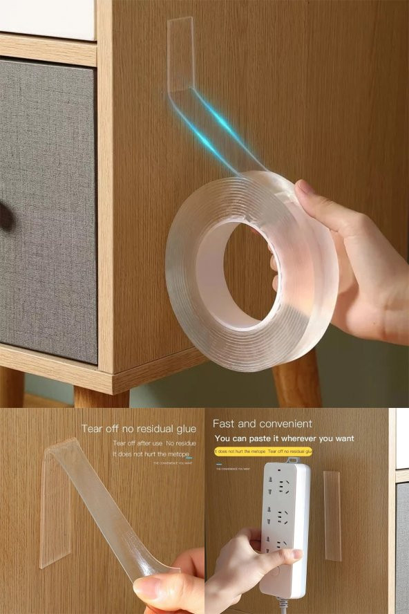 Kustar 3 Metre Yüksek Mukavemetli Çift Taraflı Doku Bandı Bant-Nano Teknolojili-Süper Güçlü Bant