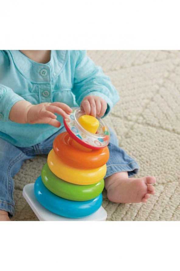 Fisher-Price Renkli Halkalar Üst Üste Dizilebilir 5 Adet Gjy49, Bebekler İçin Eğitici Halka Oyuncaklar - 4