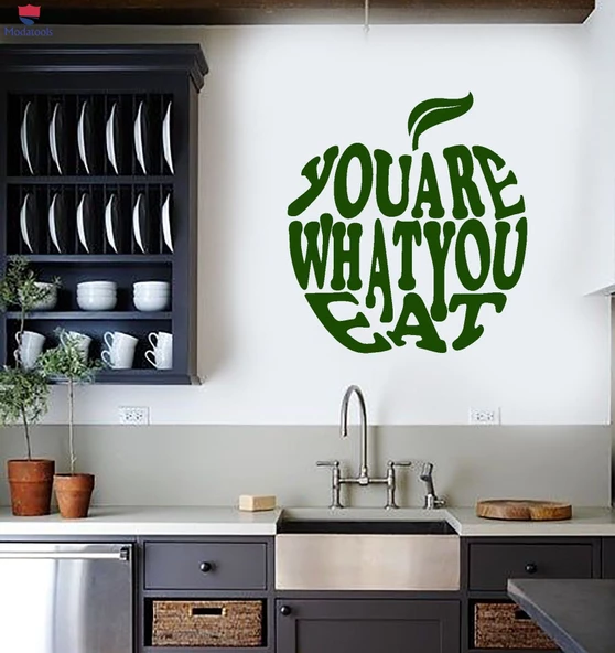 Oturma Odası, Ofis, Dükkan Duvar Sticker Sağlıklı Yaşam Alıntı Apple Diyet İlham Sanat Mutfak Dekor Çıkartmalar ürün görseli 1