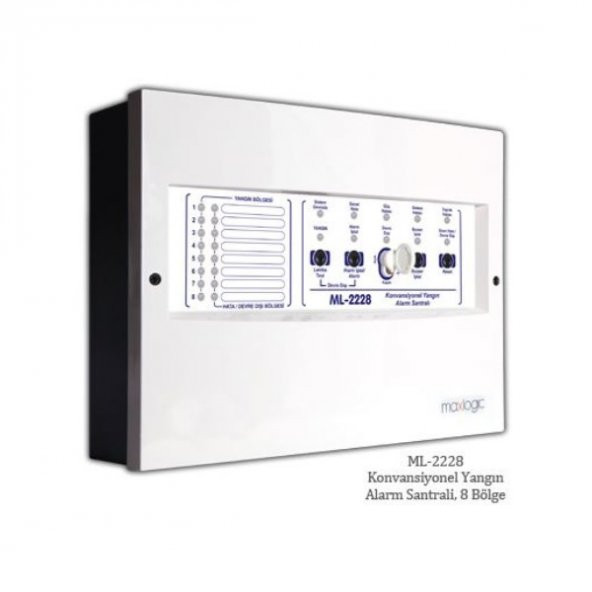 MaxLogic ML-2228 8 Bölgeli Konvansiyonel Yangın Alarm Santrali EN54-24 Sertifikalı